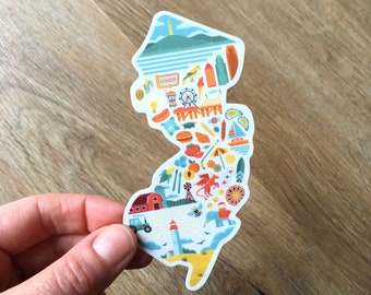 New Jersey Sticker, New Jersey Gift, State Map Decal, Waterproof Water Bottle Sticker, Laptop Sticker, Weatherproof Sticker, Moving Gift