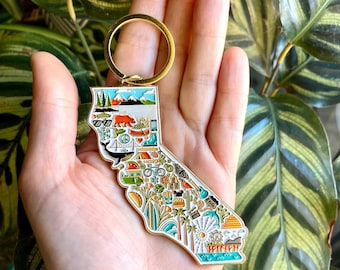 California Keychain, State Keychain, California Gift, Small Housewarming Gift, Moving Gift for Her, Home State Birthday Gift, Christmas Gift