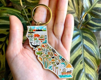 California Keychain, State Keychain, California Gift, Small Housewarming Gift, Moving Gift for Her, Home State Birthday Gift, Christmas Gift