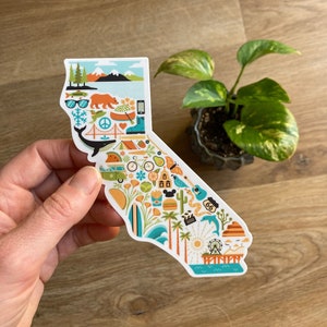 California Sticker, California Map Decal, Home State Sticker, Waterproof Water Bottle Sticker, Vinyl Laptop Sticker, Travel Souvenir Sticker