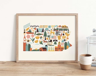 Pennsylvania Wall Art, Pennsylvania Print, Pennsylvania Gift, Pennsylvania Map, Housewarming Gift State Art, Goodbye Gift, Dorm Decor State