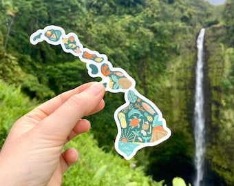 Sticker Hawaï, Sticker Hawaï, Sticker État d'origine, Sticker bouteille d'eau imperméable, Sticker vinyle pour ordinateur portable, Souvenir de voyage, Sticker valise