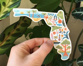 Florida Sticker, Florida Gift, State Map Decal, Waterproof Water Bottle Sticker, Laptop Sticker, Vinyl Weatherproof Sticker, Going Away Gift