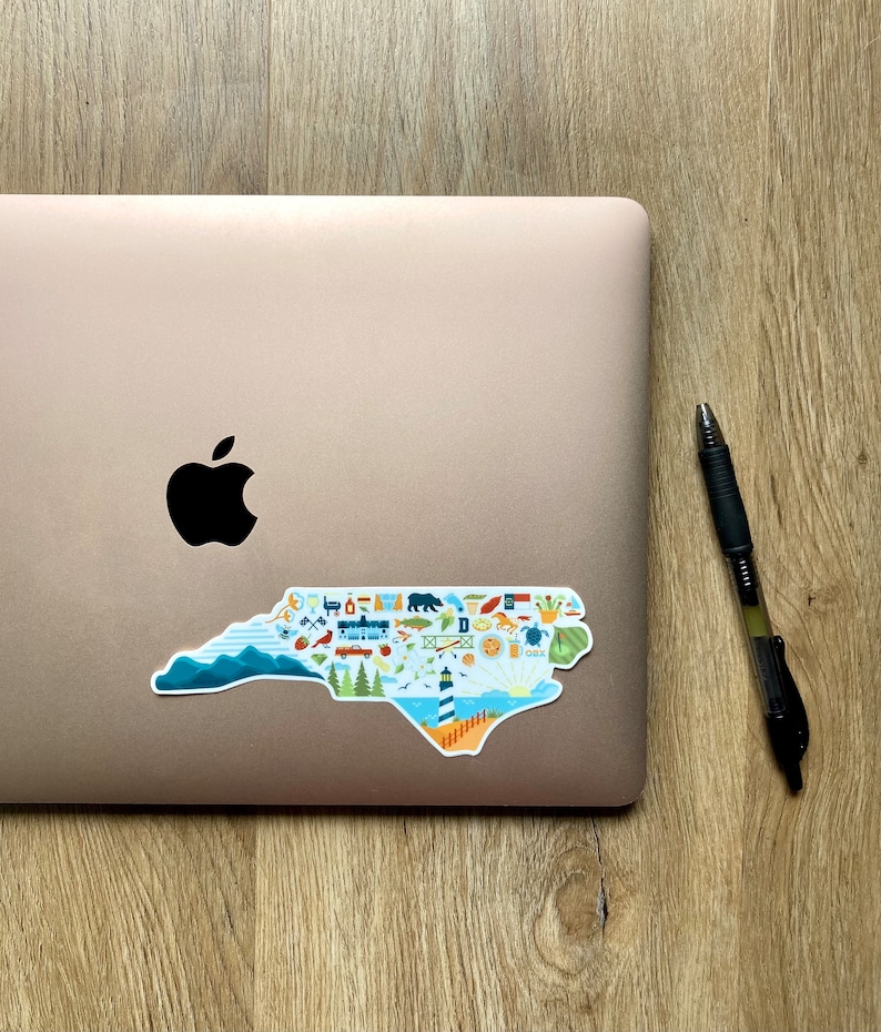 North Carolina Sticker, North Carolina Decal, North Carolina Gift, Vinyl State Sticker, Waterproof Water Bottle Sticker, Laptop Sticker immagine 4