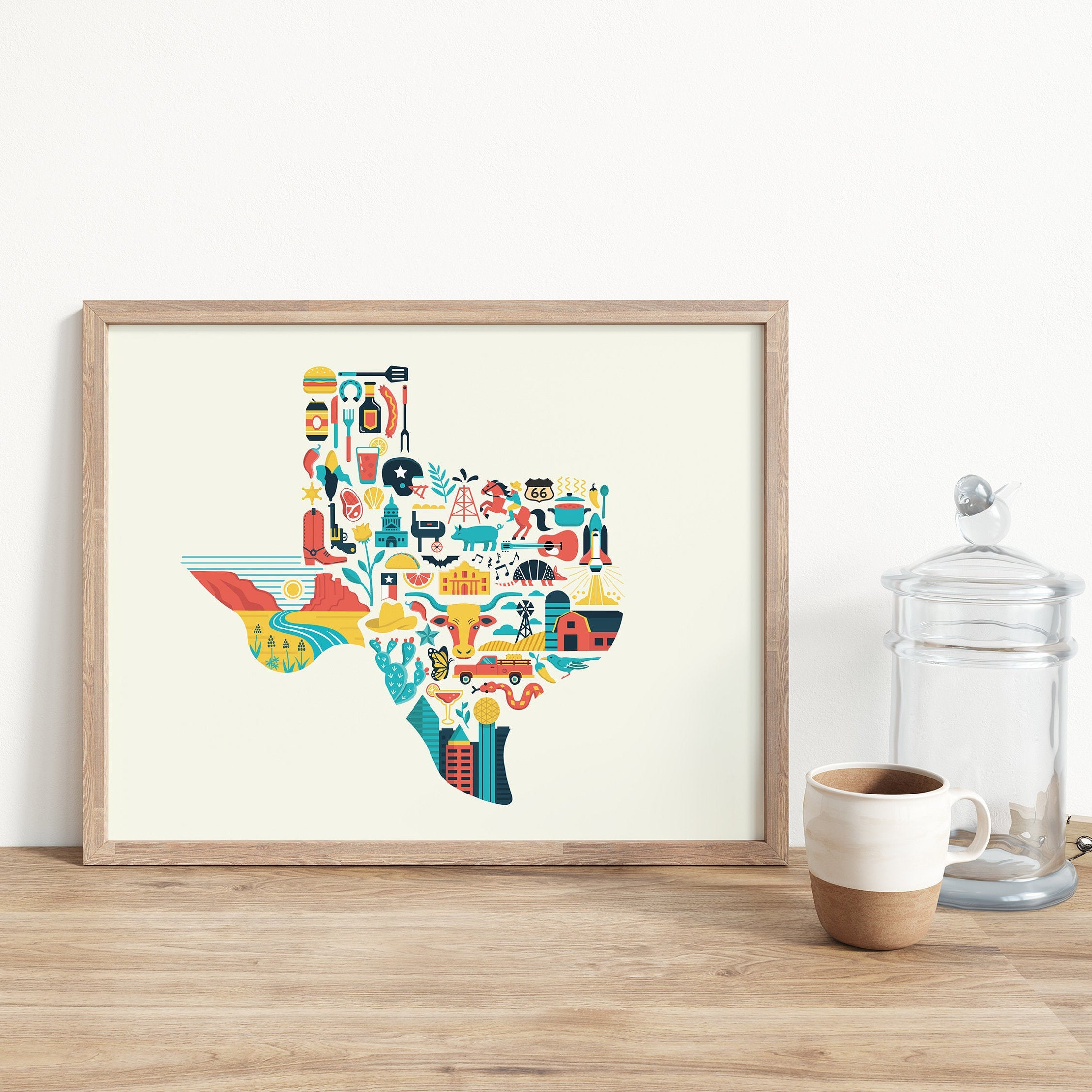 Texas Wall Art Texas Map Art Texas Decor Texas Art Print Etsy
