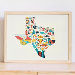 Texas Wall Art, Texas Map Print, Home State Poster, Housewarming Gift, Farewell Moving Gift, Military Gift, Wedding Gift, Dorm Decor