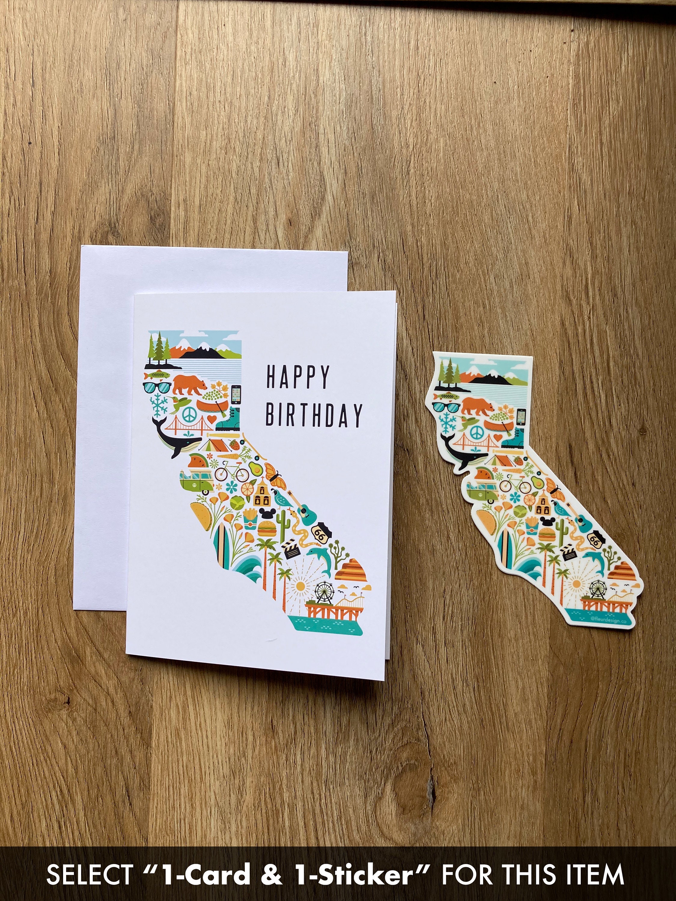 California Birthday Card and Gift California Sticker Vinyl | Etsy