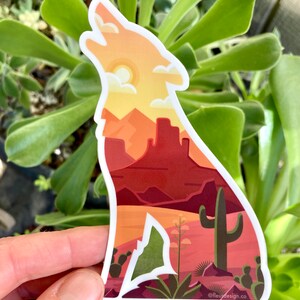 Desert Sticker, Cactus Sticker, Desert Art Gift, Coyote Art, Arizona Gift, Nature Vinyl Sticker, Desert Cactus Gift, Boho Desert Gift image 10