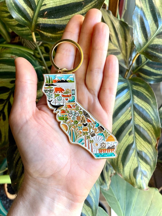 California Keychain, State Keychain, California Gift, Small Housewarming Gift, Moving Gift for Her, Home State Birthday Gift, Christmas Gift