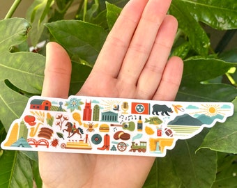Tennessee State Sticker, Tennessee Map Decal, Travel Souvenir Sticker, Landmark Sticker, Waterproof Water Bottle Sticker, Laptop Sticker