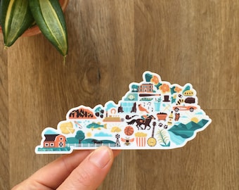 Kentucky Sticker, Kentucky Decal, Home State Map Sticker, Waterproof Water Bottle Sticker, Laptop Decal, Kentucky Souvenir, Travel Mug Decal