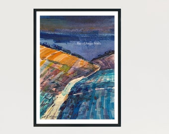 Acuarela de paisaje escocés, arte abstracto