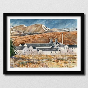 Whisky Print Scotland Distillery, Dalwhinnie Whisky Distillery Print, Whisky Trail, Whisky Gift for Dad, Scotland Wall Art