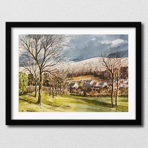 Milton of Campsie Print, The Campsies print, Scotland Landscape Print, Scotland Artwork, Scotland Print Wall Art, Scotland Watercolour