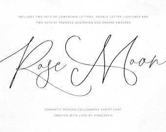 Rose Moon | Handwritten Script Font, Calligraphy Script Font, Wedding Script Font, Calligraphy font, Invitation Font, Cricut Script Font