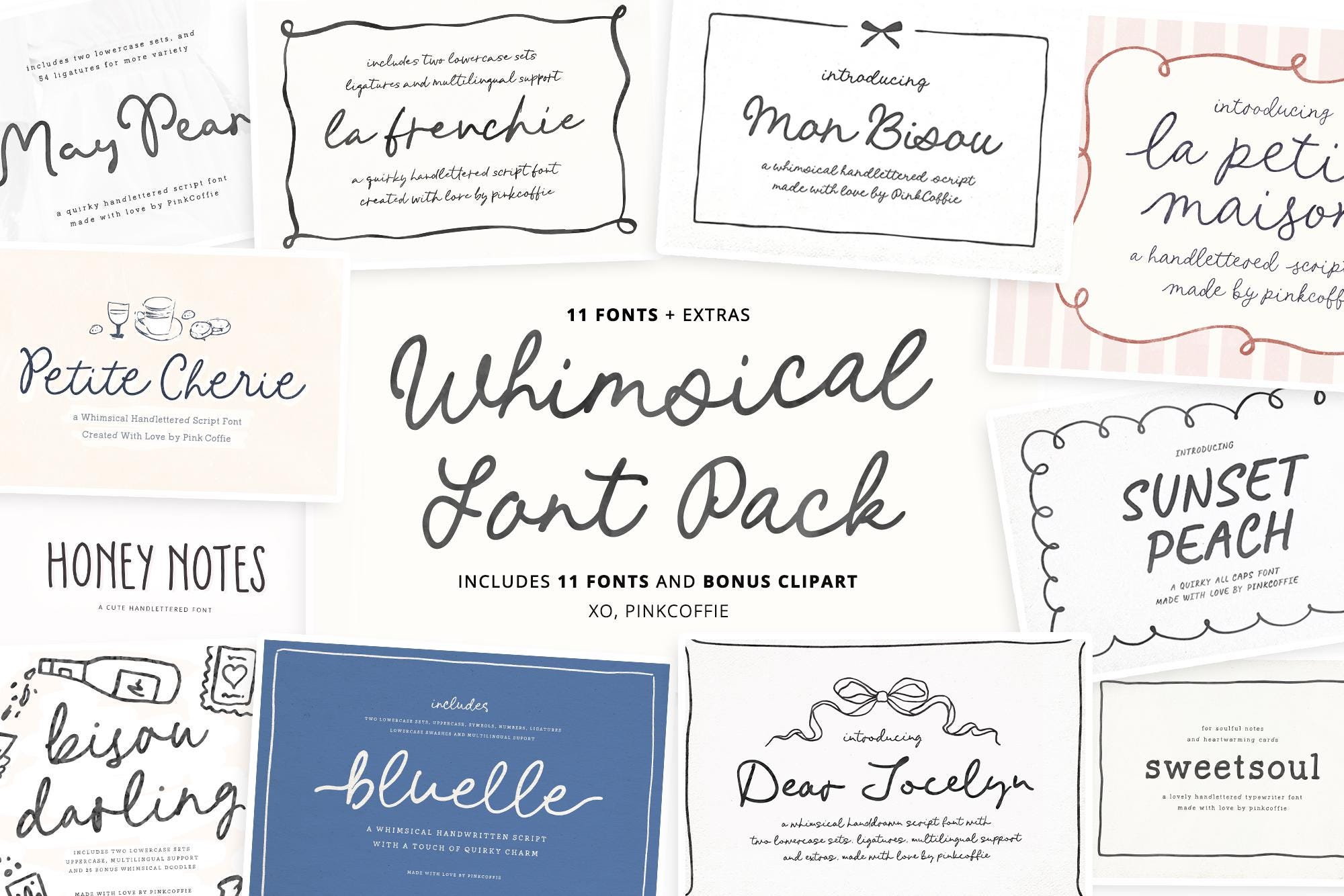 11 Whimsical Handwritten Wedding Fonts, Script Font Bundle, Script ...