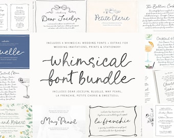 Handwritten Wedding Script Font Bundle, Whimsical Script Font Bundle, Cursive Font, Wedding Invites Font, Brush Script Font, Canva Font, Svg