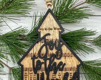 Church Ornament, Joy to the World Christmas Ornament, Church Hymn Ornament