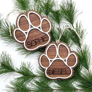 Dog Paw Print Christmas Ornament | Pet Christmas Ornament | Paw Print Ornament | Walnut Ornament