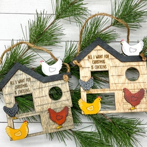 Chicken Ornament, All I want for Christmas is chickens, Christmas chickens, chicken lover gift, chicken farmer
