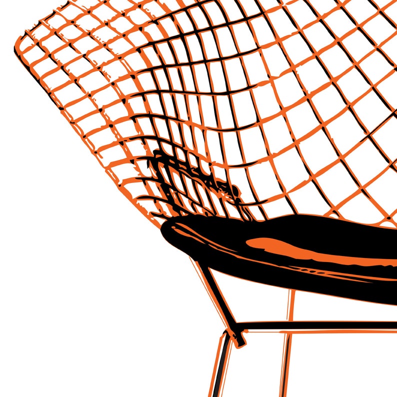 Mid-century Modern Wire Chair. Original Art for Your Walls and - Etsy