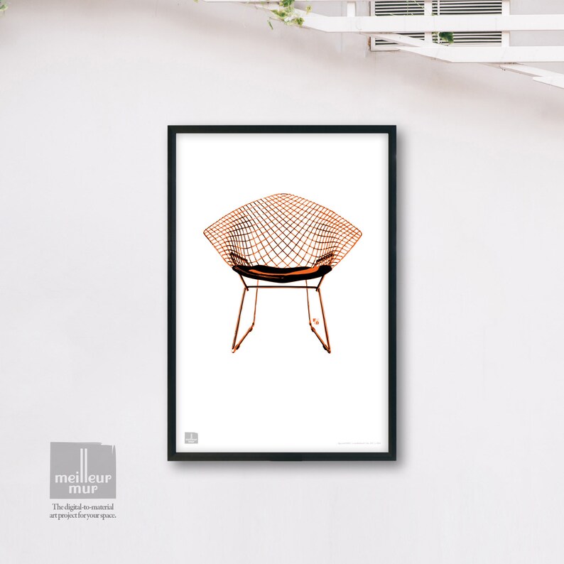 Mid-century Modern Wire Chair. Original Art for Your Walls and - Etsy