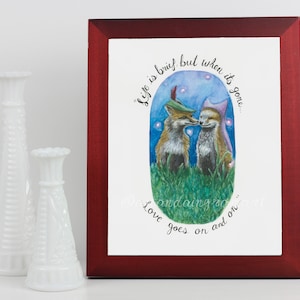 Robin Hood Foxes, Watercolour Art Print