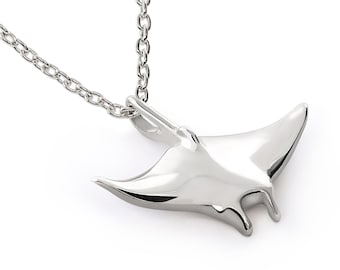 925 Sterling Silver | Manta Ray Necklace for Women  , Stingray Necklace  , Stingray Jewelry, Scuba Diving Jewelry, Beachy Jewelry