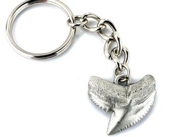 Shark Tooth Keychain, Shark Tooth Keyring, Tiger Shark Tooth Key Chain, Shark Tooth Charm, Gifts for Shark Lover, Emma Tiger Shark Keychain