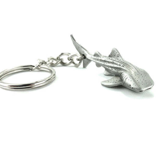 Whale Shark Keychain for Men and Women- Whale Shark Keychain Charm, Gifts for Shark Lover, Realistic Pewter Shark Keyring, Scuba Diving Gift