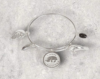 Manatee Bracelet for Women, Manatee Bangle Bracelet, Manatee Charm Bracelet, Adjustable Bracelet for Women, Expandable Bangle Bracelet