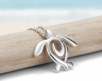 Sterling Silver Sea Turtle Necklace: Ocean Traveler Design