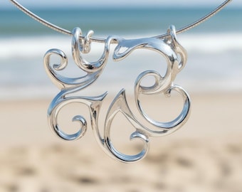 Sterling Silver Octopus Necklace: Sea Life Jewelry, Ocean Lover Gift