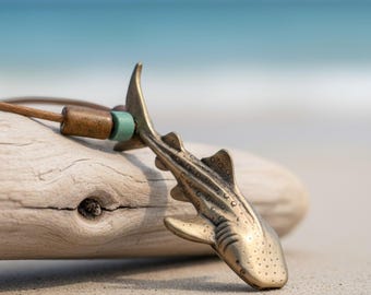 Bronze Whale Shark Necklace: Unisex Boho Jewelry, Recycled Bronze