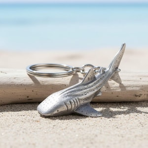 Pewter Whale Shark Keychain: Ocean Lover Gift