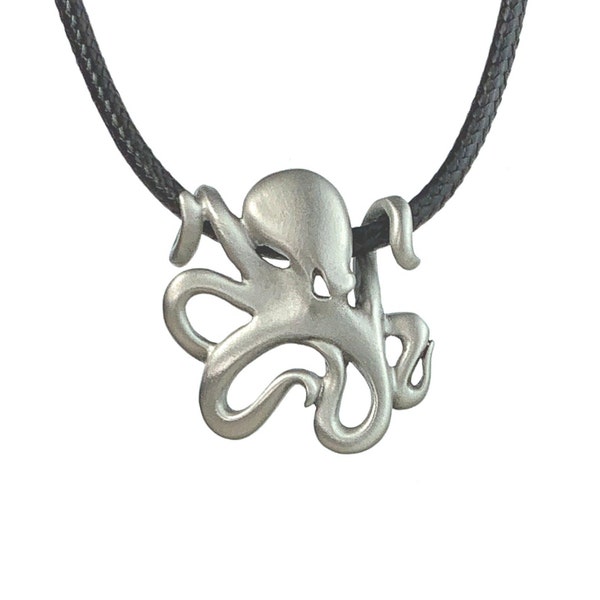 Octopus Necklace Pewter Pendant- Octopus Gift for Women and Men | Ocean Theme Gifts for Octopus Lovers | Jewelry for Divers | Octopus Charm