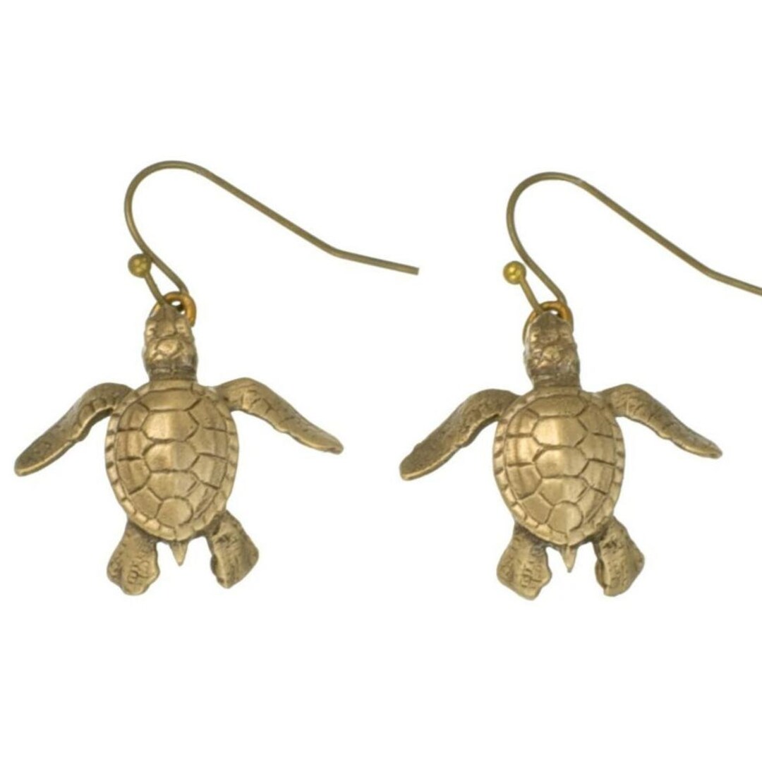 Bronze Sea Turtle Dangle Drop Earrings Turtle Jewelry Gifts Etsy