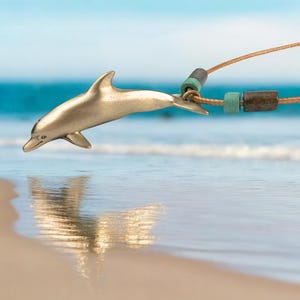 Bronze Dolphin Pendant Necklace: Unisex Recycled Bronze Jewelry