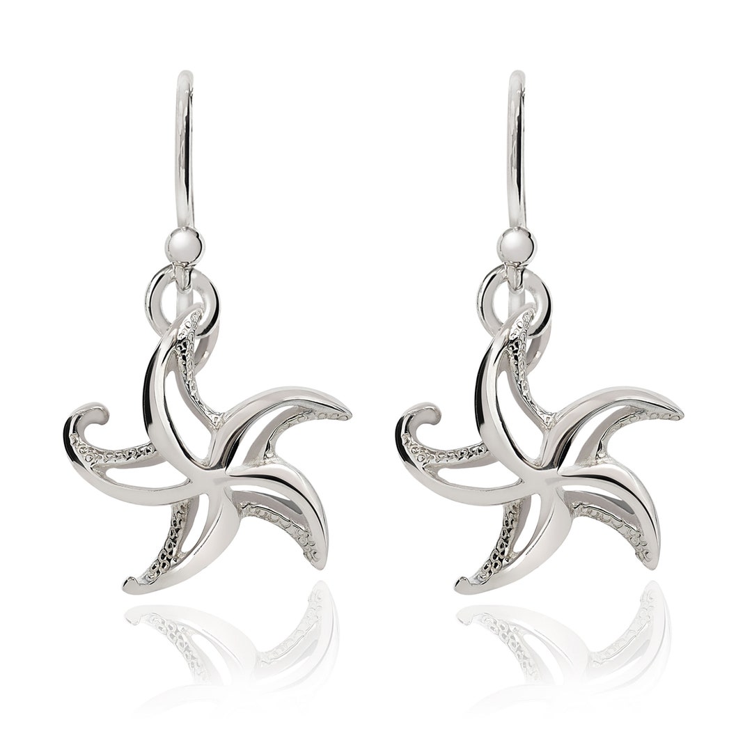 Starfish Drop Earrings Sterling Silver for Women Small Sea Star ...