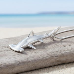Sterling Silver Hammerhead Shark Necklace: Scuba Diver Jewelry