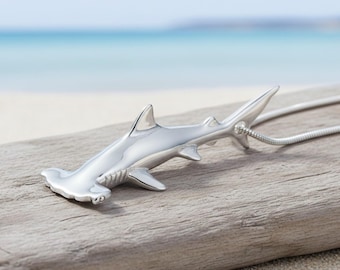 Sterling Silver Hammerhead Shark Necklace: Scuba Diver Jewelry