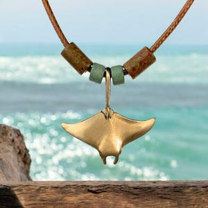 Bronze Manta Ray Necklace: Scuba Diving Jewelry, Ocean Gift