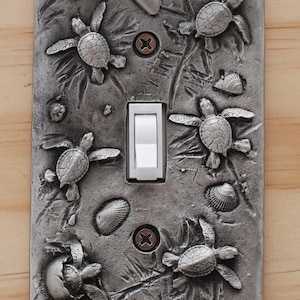 Sea Turtle Single Switch Plate: Beachy Pewter Home Decor