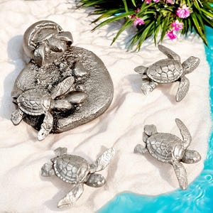 Baby Sea Turtle Magnets Sea Life Magnets, Gifts for Turtle Lovers, Set of 4 Realistic Baby Turtles Hatching Magnets, Gifts for Teachers