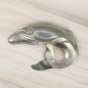 Whale Drawer Pull: Pewter Nautical Cabinet Knob