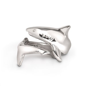 Shark Ring Sterling Silver Adjustable Shark Ring Sea Life Ring Scuba Diving Jewelry Gifts For Shark Lovers