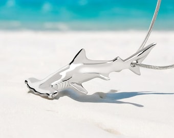 Hammerhead Shark Pendant: .925 Sterling Silver Necklace, Shark Lover Gift