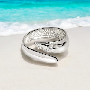 Moray Eel Sterling Silver Ring: Adjustable Scuba Diving Jewelry