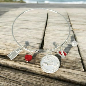 Scuba Diving Charm Bracelet: Dive Flag Bangle, Adjustable Fit