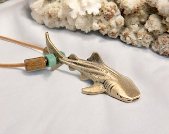 Bronze Whale Shark Necklace: Unisex Boho Jewelry, Recycled Bronze